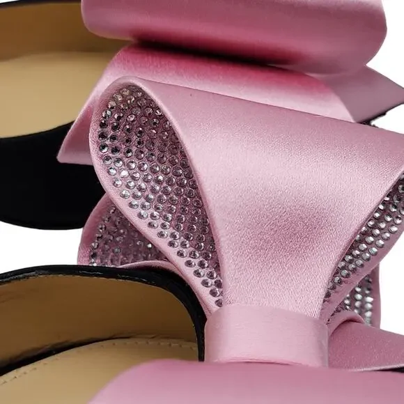 Mach & Mach Le Cadeau Satin Slingback Pumps 95mm in Black $1025 - Picture 5 of 9